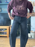 Marta Bitten Barrel leg jeans ~ Washed Black