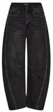 Marta Bitten Barrel leg jeans ~ Washed Black
