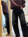 Marta Bitten Barrel leg jeans ~ Washed Black