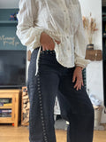 Marta Bitten Barrel leg jeans ~ Washed Black