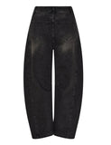 Marta Bitten Barrel leg jeans ~ Washed Black