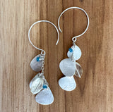 Handmade 3 Leaf Hoop Earrings - Citrine & Apatite