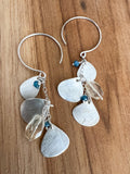 Handmade 3 Leaf Hoop Earrings - Citrine & Apatite