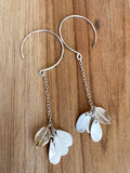 Handmade 3 Leaf Drop Hoops Earrings - Citrine