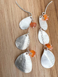 Handmade 3 Leaf Stud Drop Earrings - Carnelian & Turquoise