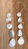 Handmade 5 Leaf Hoop Long Earrings - Carnelian & Turquoise