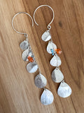 Handmade 5 Leaf Hoop Long Earrings - Carnelian & Turquoise