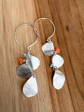 Handmade 3 Leaf Hoop Earrings - Carnelian & Turquoise