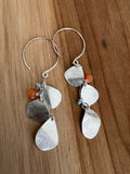 Handmade 3 Leaf Hoop Earrings - Carnelian & Turquoise