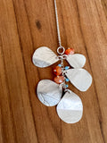 Handmade Pendant with 5 drop leaves - Turquoise & Carnelian