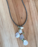 Hematite Necklace with 5 drop leaves Pendant - Peridot