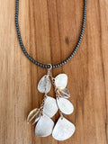 Hematite Necklace with 6 drop leaves Pendant - Citrine