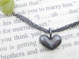 Handmade Chunky Heart Fine Chain Jade Bracelet - Oxidised