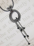 Handmade Tiny Apple Heart Pendant with chain drops & spinels - Oxidised