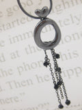 Handmade Tiny Apple Heart Pendant with chain drops & spinels - Oxidised