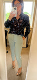 ICHI Lexi Cropped Pants ~ Abyss