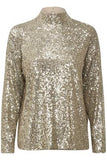 Saint Tropez Reyana Sequin Blouse ~ Desert Taupe