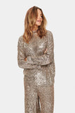 Saint Tropez Reyana Sequin Blouse ~ Desert Taupe