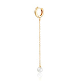 Scream Pretty Chain Pearl Drop Single Huggie - Gold Plated