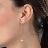 Scream Pretty Chain Pearl Drop Single Huggie - Gold Plated