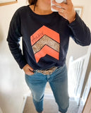 Amour Leopard Navy Slouch Sweatshirt ***LAST ONE***