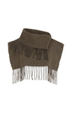 Yaya Fringed cropped poncho scarf ~ Brown