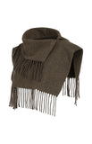Yaya Fringed cropped poncho scarf ~ Brown
