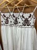 Embroidered White Sun Dress ~ Espresso