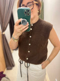 Sleeveless Autumn Knit - Chocolate