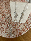 Handmade 5 Leaf Hoop Earrings - Fresh Water Pearl