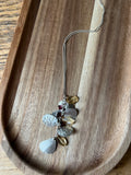 Handmade Pendant with 7 drop leaves - Citrine & Garnet