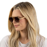 BILLY OPAL TORT - Sunglasses l Opal Tort Sunglasses l Brown Gradient Lens l Walnut Wooden Arms