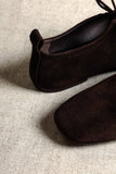 KATY CHOCOLATE – Soft Leather Flats with Front Tie