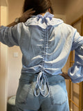 Everyday Style Story ~ Elisa Top with collar ~ Gingham Azul