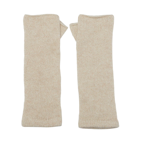 Cashmere Plain Knit Wrist Warmer - Lurex Cream