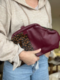 ESS Almeja Hermanita Leather Clutch ~ Burgundy Leopard