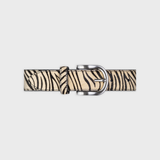 Women's leather belt with zebra pattern