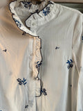 Chloe Embroidered Frill Blouse ~ Navy