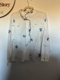 Chloe Embroidered Frill Blouse ~ Navy