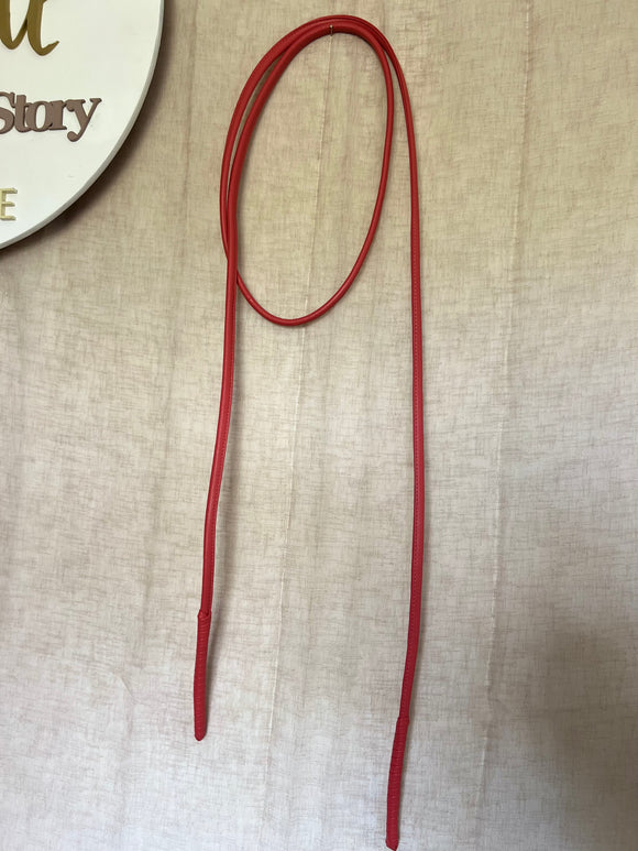 Hand-made leather wrap belt ~ Coral