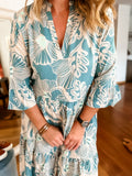 Saint Tropez Eda Midi 3/4 sleeve ~ Sagebrush Green