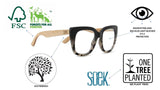 LILA GRACE CHAMPAGNE Wooden Blue Light Blocking Magnifying Reader +2.5