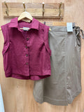 Everyday Style Story ~ Luna Sleeveless Shirt ~ Linen Bordeaux
