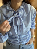 Everyday Style Story ~ Elisa Top with collar ~ Gingham Azul