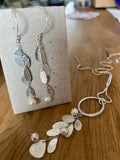 Handmade 5 Leaf Hoop Earrings - Fresh Water Pearl