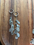 Handmade Leaf Drop Hoop Earrings - Fresh Water Peacock Pearl