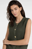 Yaya Sleeveless cardigan ~Gold buttons ~ Army Green