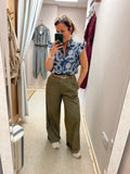 Yaya Cargo Wide leg trousers ~ Army Green