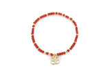 Dash Red Agate Gold Gemstone Bracelet