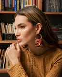 Beaded Handwoven Painted Desert Fringe Earrings (Aqua/Rust)